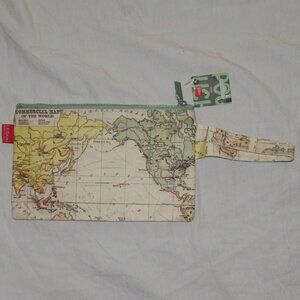 NWT Legami Pouch Pouchette Map of the World Wristlet Travel Bag